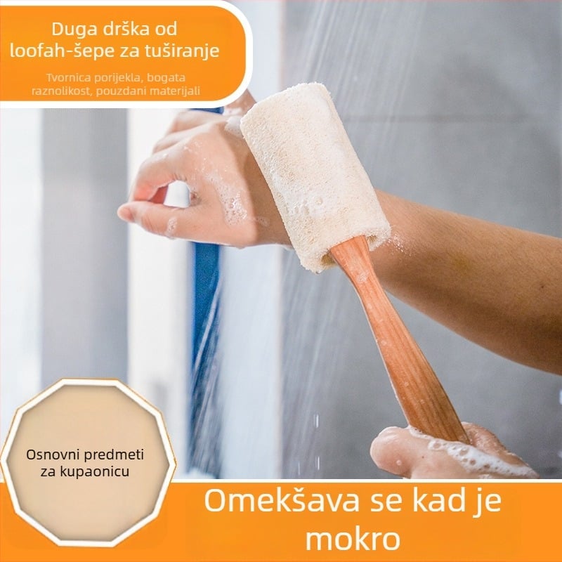 Kupaonska četka za leđa s dugom drškom i masazna četka od luffe za exfolijaciju (Brand: Yisi Kang; Materijal: Luffa; Za odrasle; Prilagodba: Da)