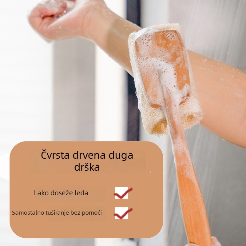 Kupaonska četka za leđa s dugom drškom i masazna četka od luffe za exfolijaciju (Brand: Yisi Kang; Materijal: Luffa; Za odrasle; Prilagodba: Da)