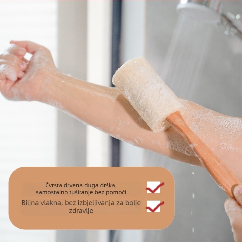 Kupaonska četka za leđa s dugom drškom i masazna četka od luffe za exfolijaciju (Brand: Yisi Kang; Materijal: Luffa; Za odrasle; Prilagodba: Da)