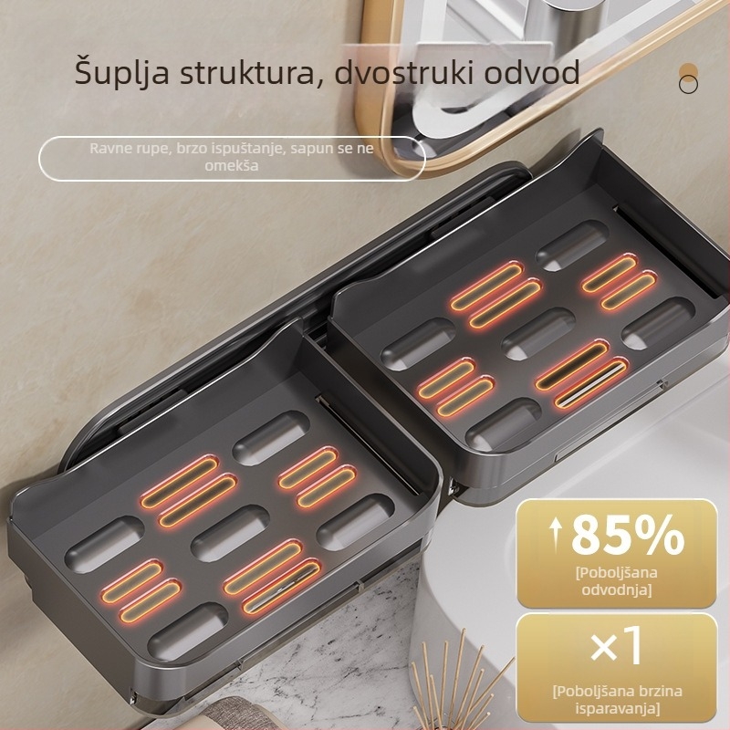 Dvostruki zidni sapunik s kutijom za odvodnju, bez bušenja