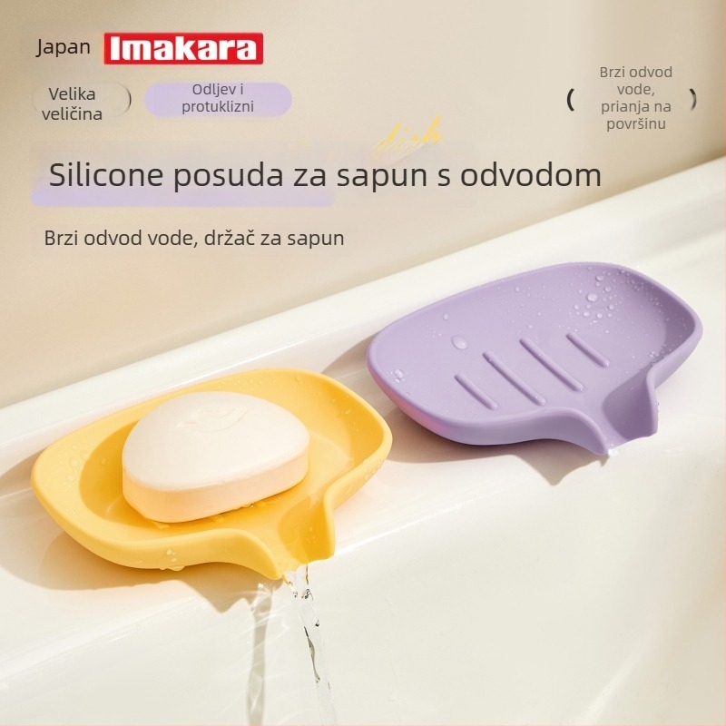 Silikonska posuda za sapun s odvodom, bez bušenja – za kupaonicu