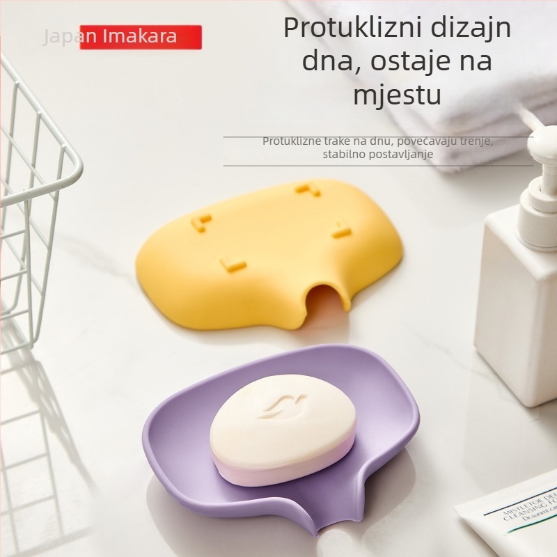 Silikonska posuda za sapun s odvodom, bez bušenja – za kupaonicu
