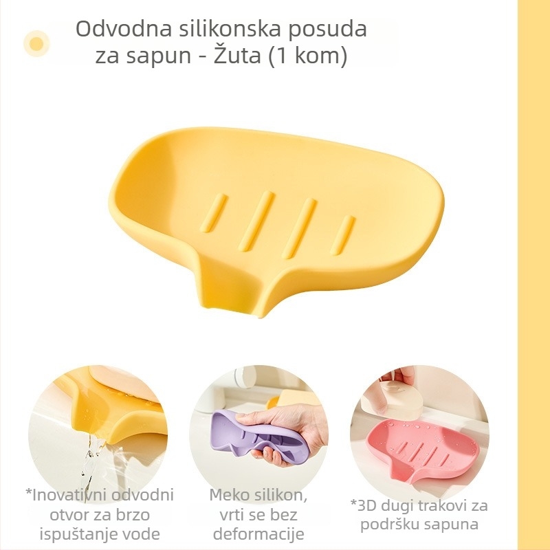 Silikonska posuda za sapun s odvodom, bez bušenja – za kupaonicu