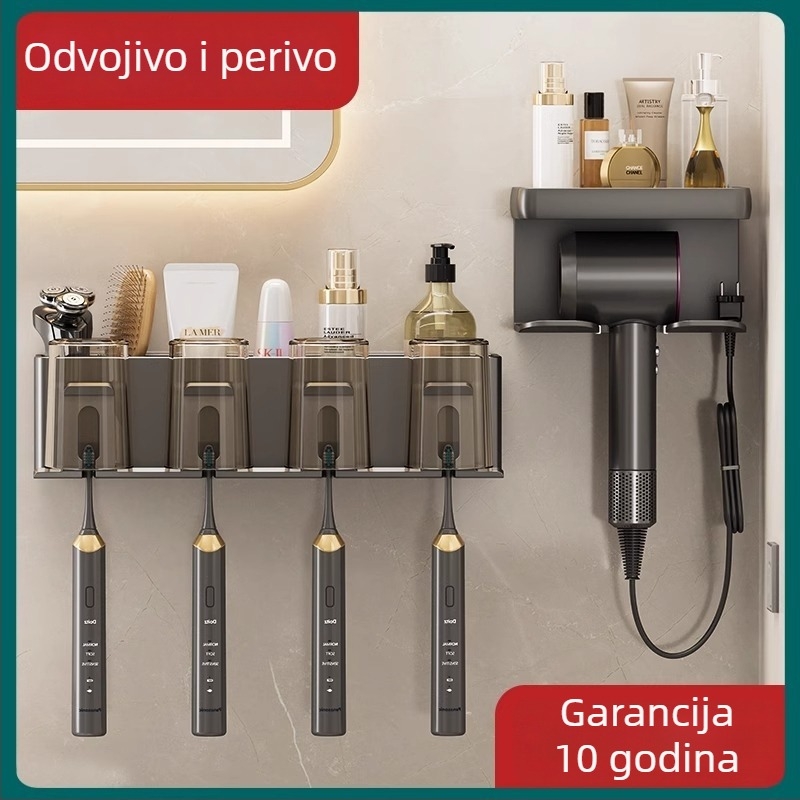 Držač četkice za zube, Space aluminij, zidni, skladištenje