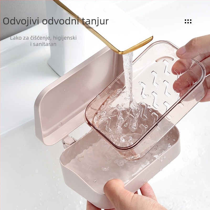 Plastična posuda za sapun s preklopnim poklopcem, drenža bez bušenja, bez nakupljanja vode, za kupaonicu