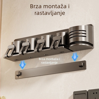 Muquan dvodijelni držač četkica od Space aluminijske legure, zidni bez bušenja, držač čašica za vodu za usnu