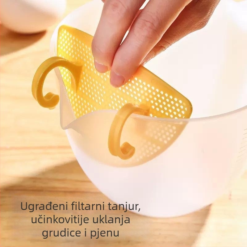 Ručni kuhinjski alat za pranje riže s filtrom, odvajačem jaja, mjernom čašom i graduiranom zdjelom — moderan minimalistički stil