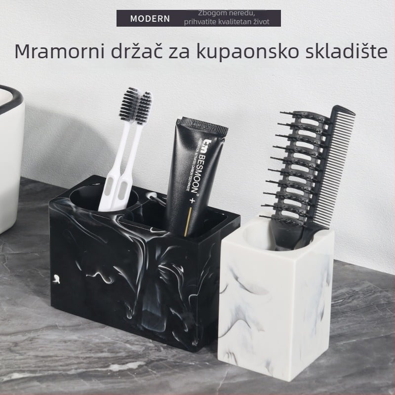 Držač za četkicu za zube, smola, skladištenje hotelske toaletne potrepštine, mogućnost ispisa logotipa, Gold Latitude brend