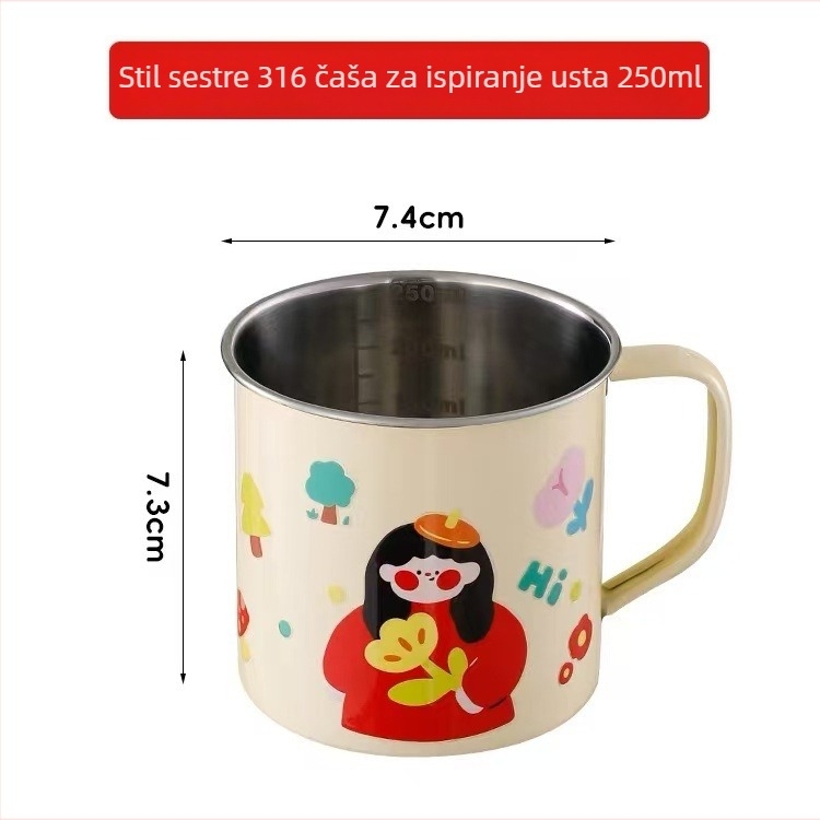 316 nerđajućeg čelika čaša za djecu, prehrambena kvaliteta, dječja čaša za vodu i učenje, čaša za mlijeko, čaša za ispiranje usta