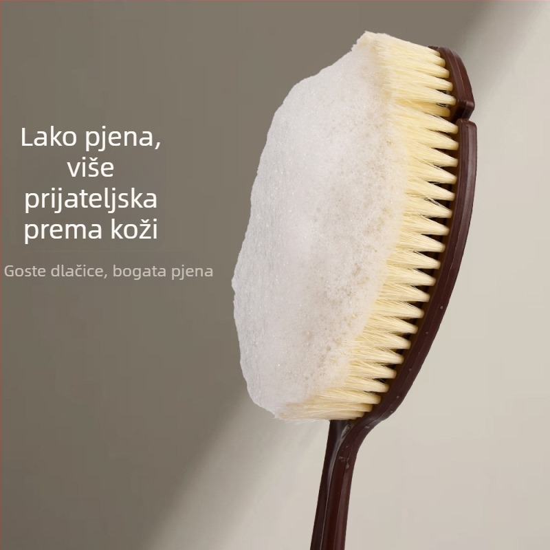 Kokosov štetin za kupanje s imitacijom svinjske dlake, ergonomski dizajn dlana-luk, 2-u-1 suha i mokra četka, duga drška