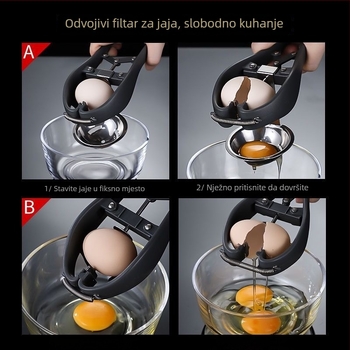 2-u-1 Otvarač jaja i odvajač bjelanjka, 304 nehrđajući čelik, ručna uporaba