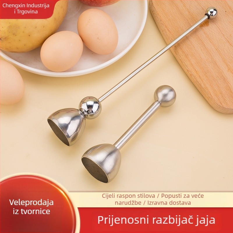 Prijenosni otvarač za jaja – nehrđajući čelik, rezanje ljuske jajeta, moderni minimalistički dizajn, otisak logotipa
