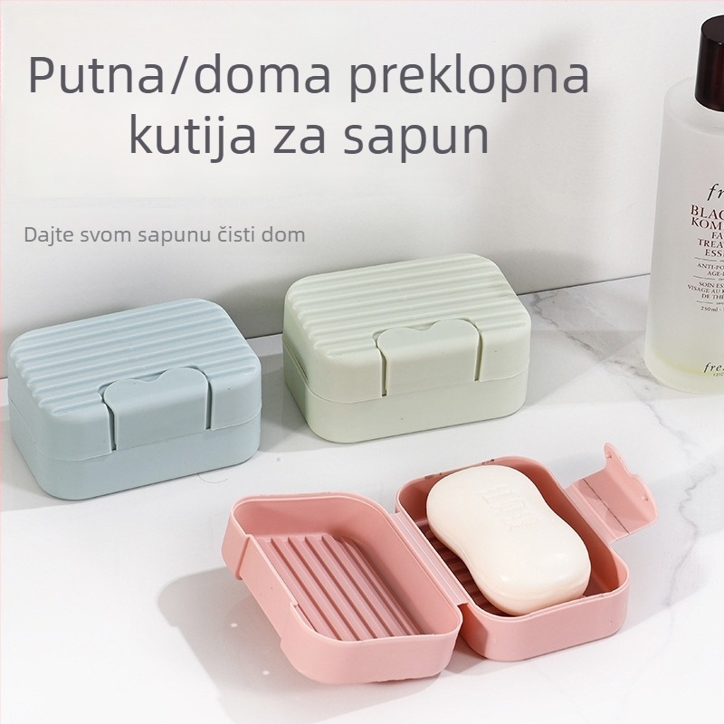 Prijenosna kutija za sapun s poklopcem i odvodom, pogodna za dom i studentsku kupaonicu (pakiranje: 240 kom.)