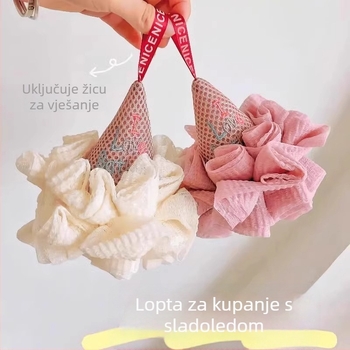 Kuglica za kupanje u obliku sladoleda za djecu — dvostruka upotreba: spužva za kupaonicu i piling