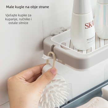Zidni držač sapuna za kupaonicu s odvodom tekućine, bez bušenja, ABS materijal