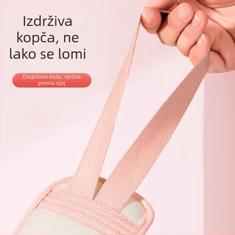 Exfolacijska krpa za tuširanje s finim pijeskom, dvostrano otisnuta, pomoć za čišćenje leđa, debeli poliester