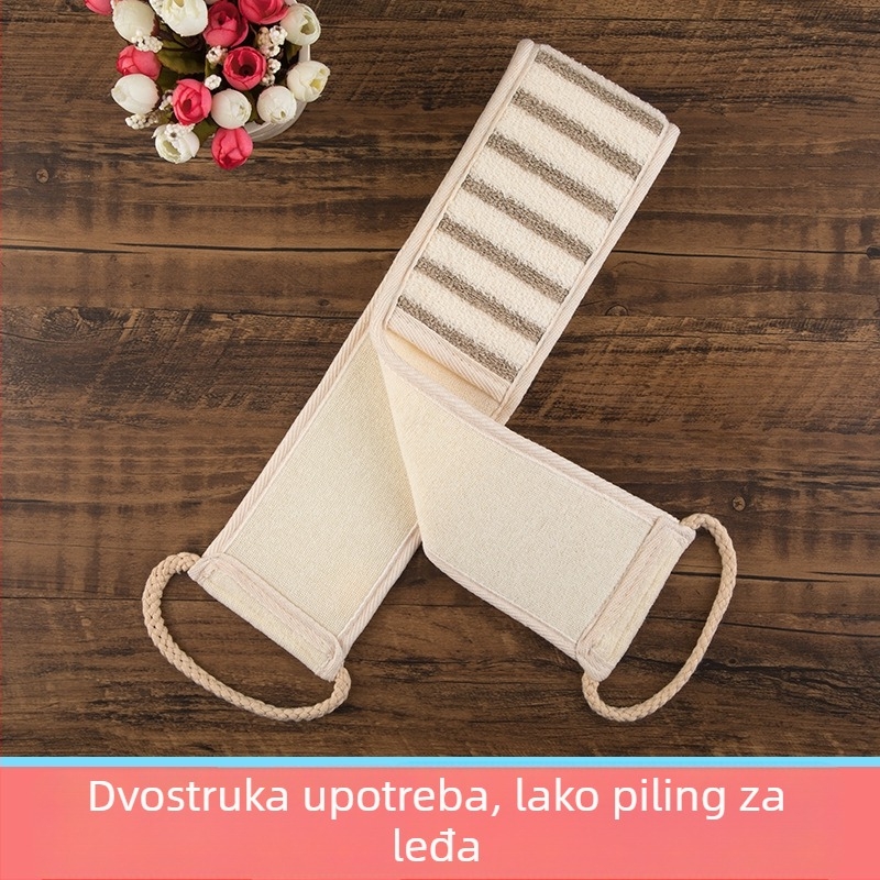 Skraber za leđa s vezicom – eksfolirajući ručnik za kupanje od bambus vlakana, spužva, pamuk, sisal i loofah
