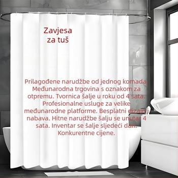 Zavjesa za tuš od poliestera, vodootporna, bez bušenja, za kupaonicu, uzorak po mjeri, moderan minimalistički stil