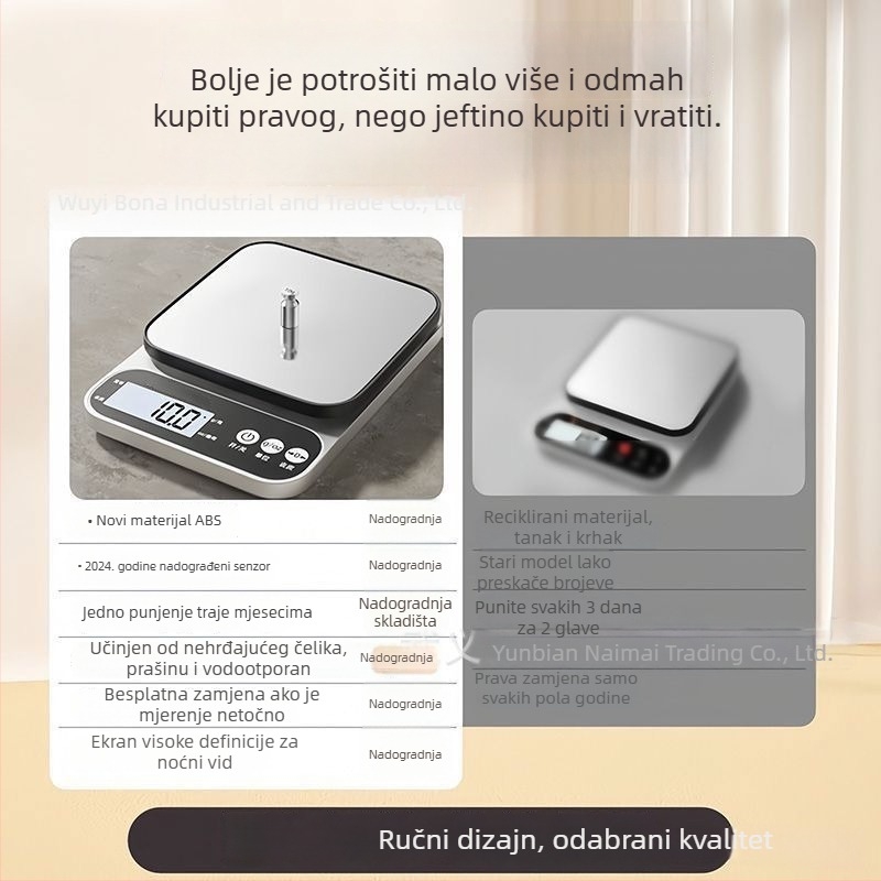 Wise a03 kuhinjska elektronička vaga, kapacitet 10 kg, elektroničko mjerenje, napajanje: 2 AA baterije ili USB, za kuhinjsku upotrebu
