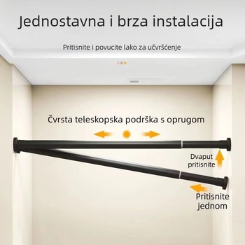 Teleskopska šipka za garderobu i zavjese, izvlačna rimska šipka za kupaonicu i sušenje odjeće