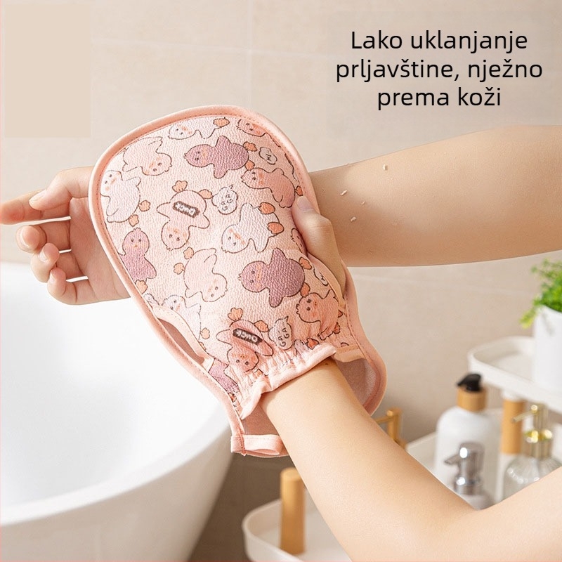 Eksfolijacijska rukavica za tuširanje s dizajnom patke, debeli dio za ribanje leđa, viskozni materijal