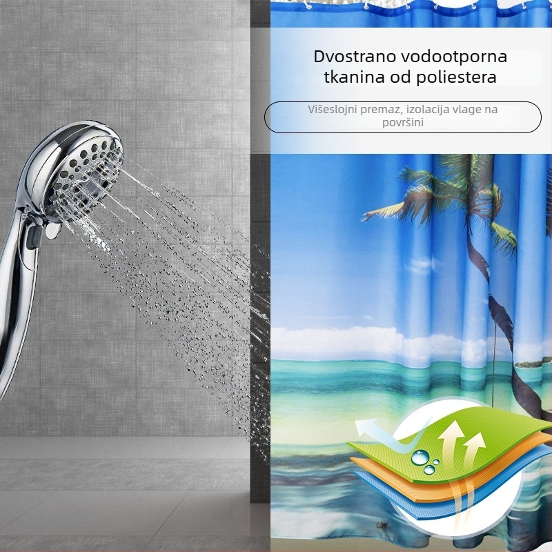 Kada zavjesa s digitalnim ispisom krajine s vodopadom, poliester tkanina, novi kineski stil, mogućnost prilagodbe.