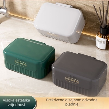 Kutija za sapun s poklopcem, PP materijal, usisna čašica, otisnuti logo, Model 101, prilagodljiv