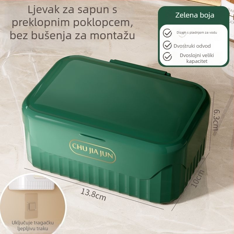Kutija za sapun s poklopcem, PP materijal, usisna čašica, otisnuti logo, Model 101, prilagodljiv