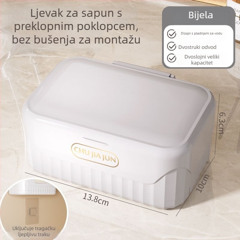 Kutija za sapun s poklopcem, PP materijal, usisna čašica, otisnuti logo, Model 101, prilagodljiv