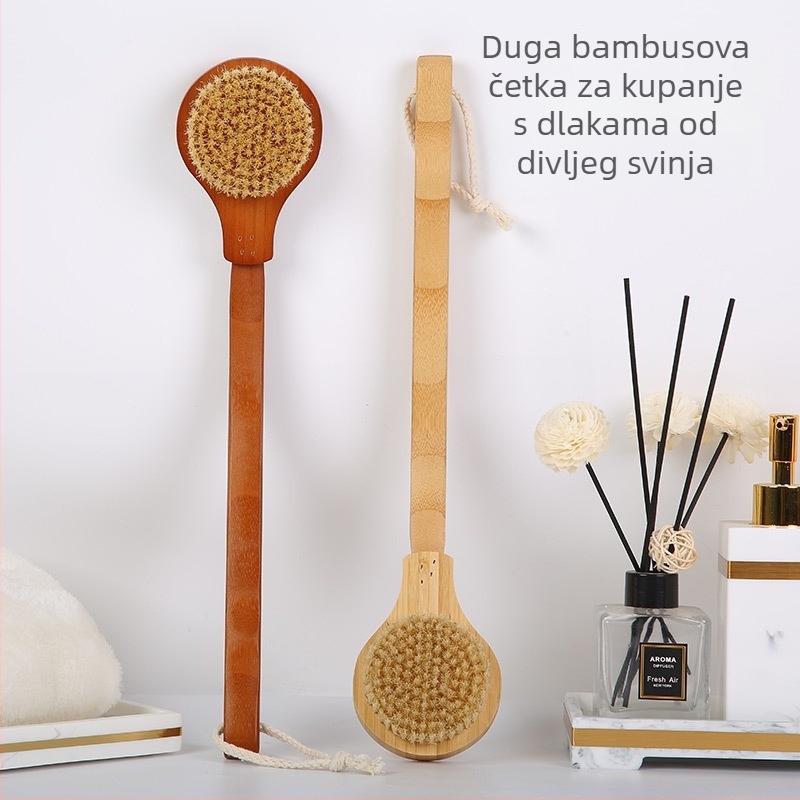 Četka za kupanje i masažu s drškom od Nan Bamboo, univerzalna uporaba, artikl YGCS-014, prilagođena obrada