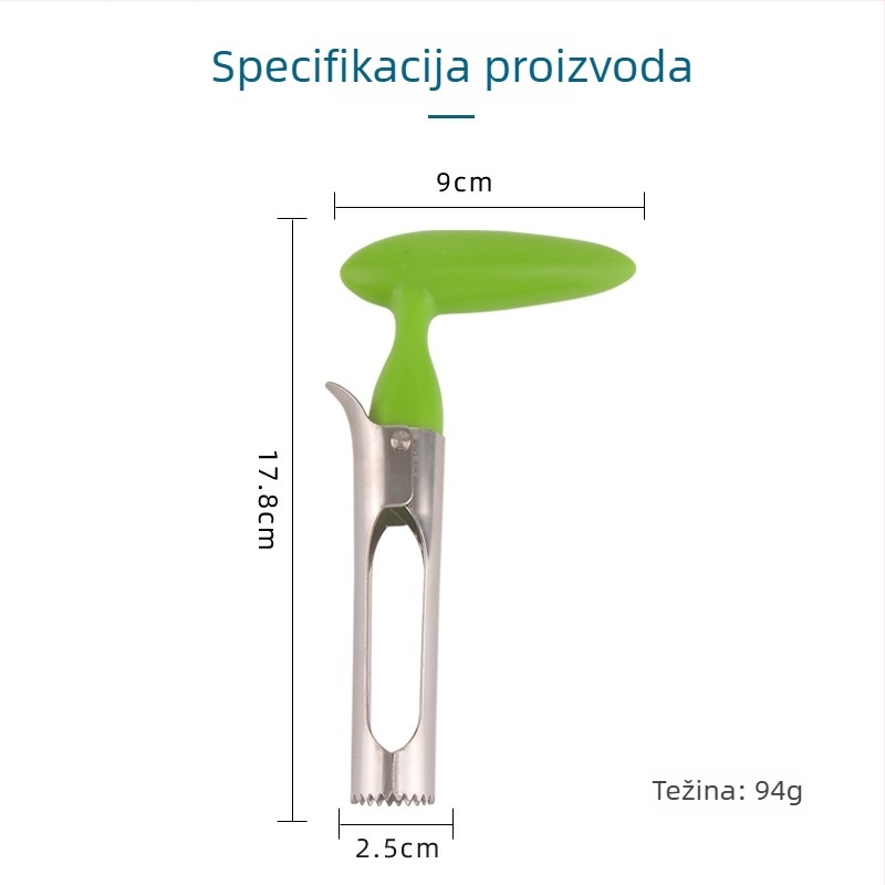 Nehrđajući čelik – alat za izdvajanje sjemenki voća (jabuke i kruške), podjela voća, mogućnost prilagođavanja