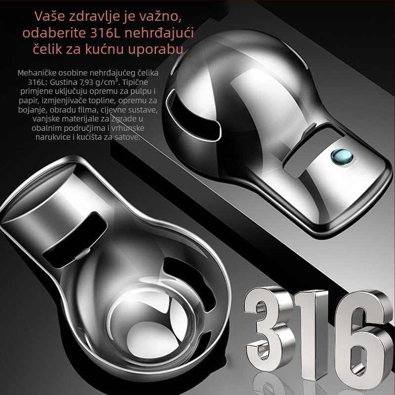 Razdjeljivač bjelanjka i žumanjka, 316 nerđajućeg čelika, ručni, zidni držač, s AKL logom