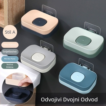 Xingliya plastična kutija za sapun na zid, bez bušenja, dvostruki odvodni stalak