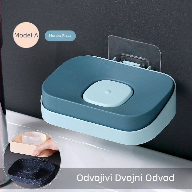 Xingliya plastična kutija za sapun na zid, bez bušenja, dvostruki odvodni stalak