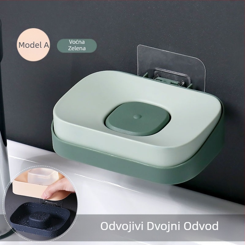 Xingliya plastična kutija za sapun na zid, bez bušenja, dvostruki odvodni stalak