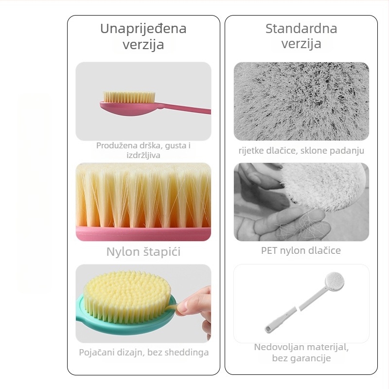Kefica za tuširanje s dugačkom drškom za leđa, plastična, univerzalna upotreba, 100 kom u pakiranju