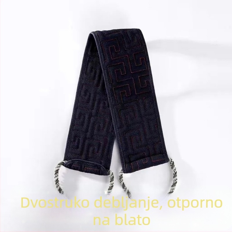 Eksfolirajući kupaonski ručnik s dugačkom trakom za masažu leđa, od spužve i vlakana viskoze