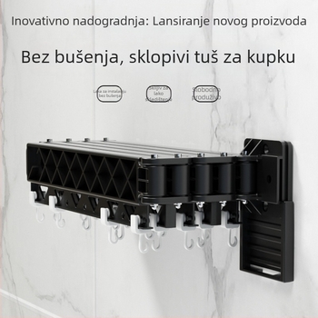 Aluminijska šipka za zavjesu za tuš, sklopna teleskopska, bez bušenja, s mogućnošću logotipa, lagan luksuzni stil kupaonice