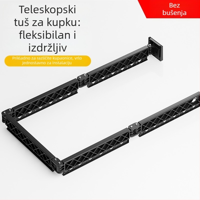 Aluminijska šipka za zavjesu za tuš, sklopna teleskopska, bez bušenja, s mogućnošću logotipa, lagan luksuzni stil kupaonice