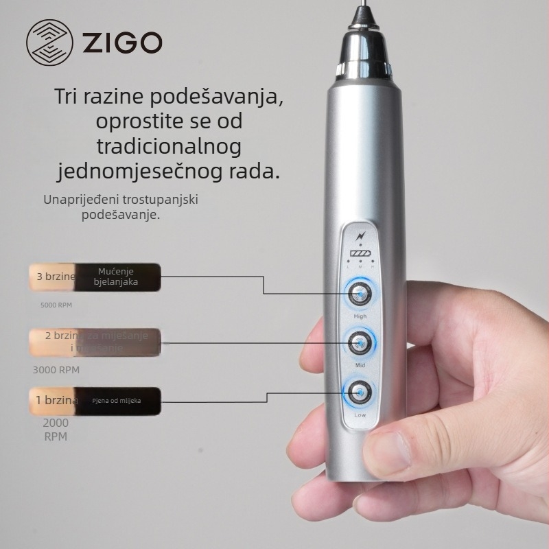 Električni naparivač mlijeka, kompaktni kućanski uređaj, ABS + nehrđajući čelik, moderni minimalistički dizajn, ZIGO brend