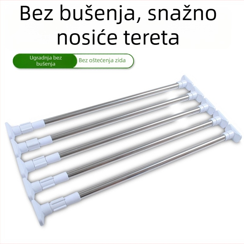 Teleskopna šipka od nehrđajućeg čelika za zavjesu za tuširanje, bez bušenja