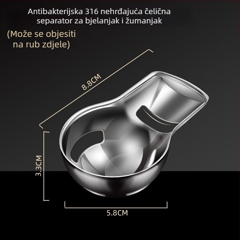 Razdvajač bjelanjaka i žumanjka, 316 nerđajući čelik, ručni, s otisnutim logom, nordijski stil, mogućnost prilagodbe, za dječju prehranu i pečenje