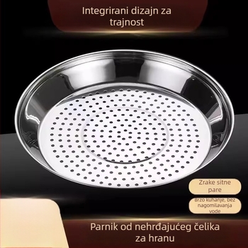 Tava za paru za wok, nehrđajući čelik 304, debela, otporna na visoke temperature, lako se čisti, guste rupe za paru, višenamjenska parna mreža 1R