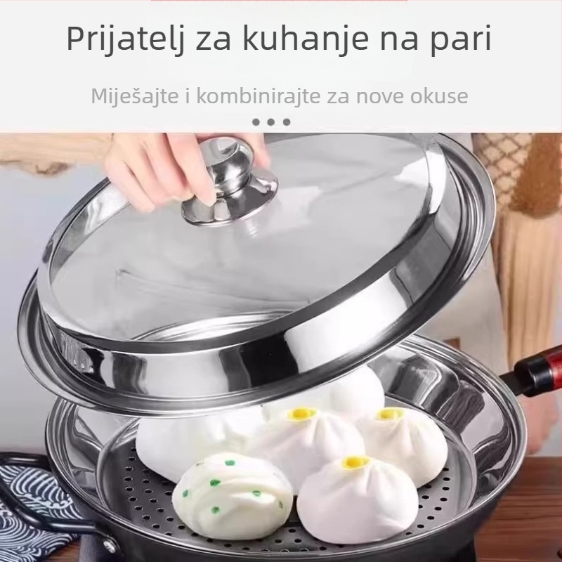 Tava za paru za wok, nehrđajući čelik 304, debela, otporna na visoke temperature, lako se čisti, guste rupe za paru, višenamjenska parna mreža 1R