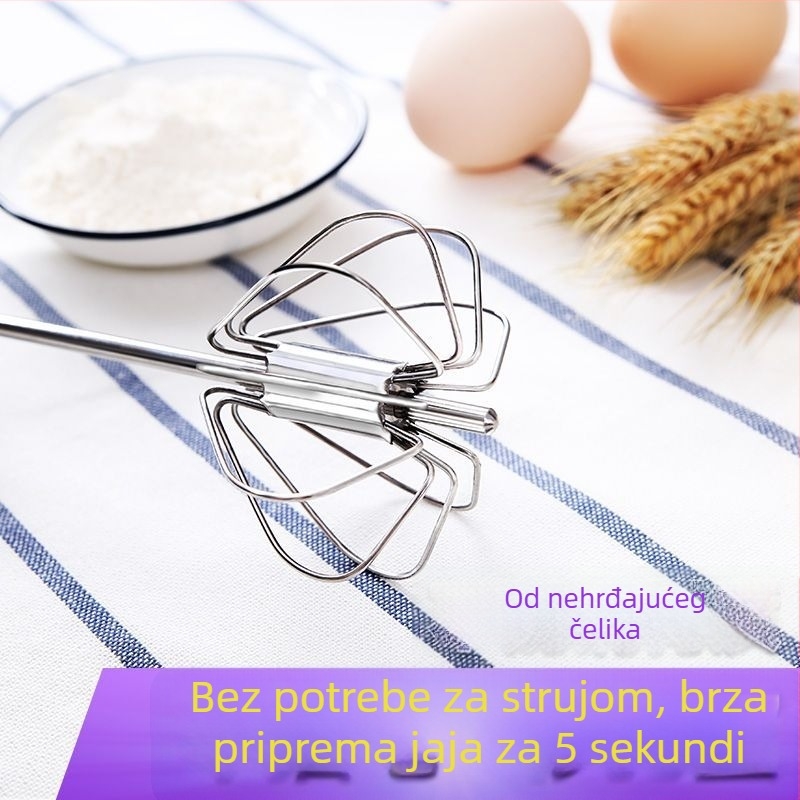 Ručni mikser za jaja za kućnu upotrebu, bez električne energije, od nehrđajućeg čelika, s odvajačem žumanjka