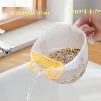 Filter zdjela s graduiranom mjerom, zdjela za miješanje, filtr za tekuća jaja, žlica za filtriranje šlaga i pečenje, PP materijal, minimalistički stil