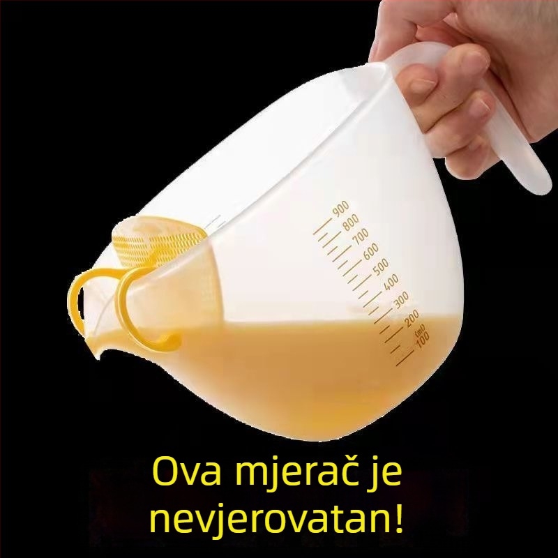 Filter zdjela s graduiranom mjerom, zdjela za miješanje, filtr za tekuća jaja, žlica za filtriranje šlaga i pečenje, PP materijal, minimalistički stil