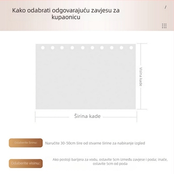 Prosperous set zavjesa za tuširanje u kupaonici: debeli, vodootporni i otporni na plijesan, PEVA/3D EVA, uzorak kamenčića i mreže, montaža bez bušenja