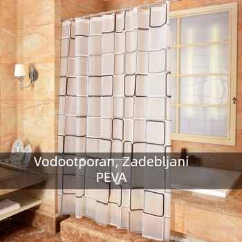 Crna kvadratna zavjesa za tuširanje, vodootporna i debela, modernog minimalističkog dizajna za kupaonicu