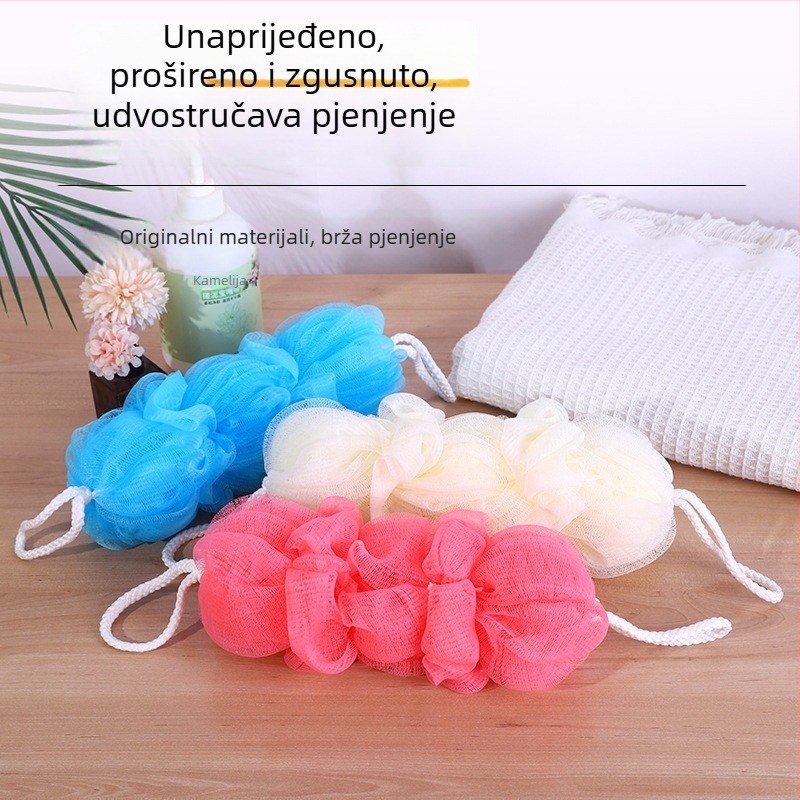 Mingyu Loptica za kupanje s pet segmenata – Premium loofa za tijelo, materijal PP, kutija 100 komada, mogućnost prilagodbe